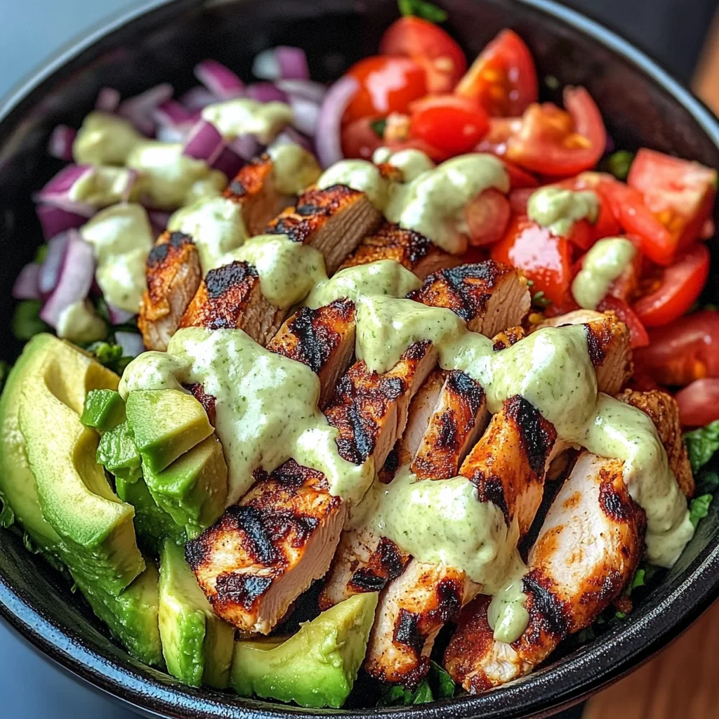 Chipotle Lime Chicken Bowl With Avocado Crema
