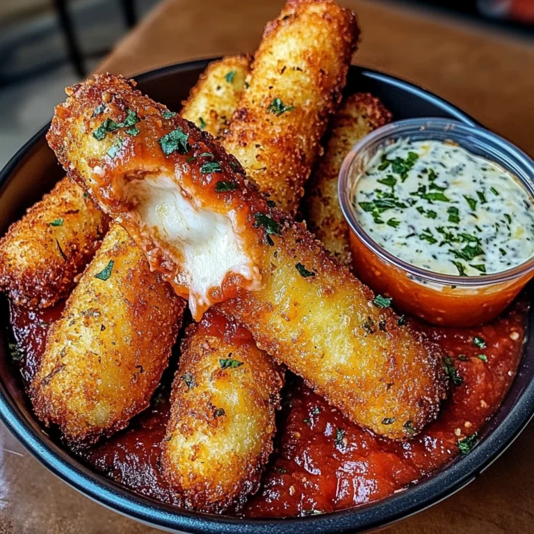 Crispy Mozzarella Sticks With Marinara Sauce & Creamy Dip