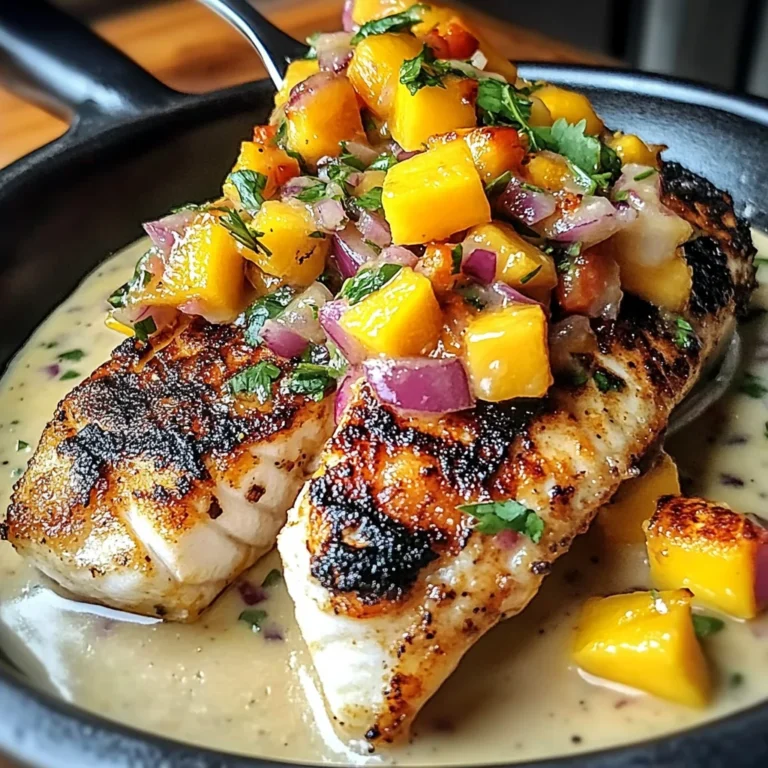 Grilled Fish With Mango Salsa & Creamy Sauce
