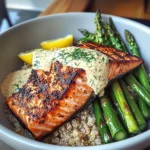 Grilled Salmon, Asparagus, And Quinoa Bowl