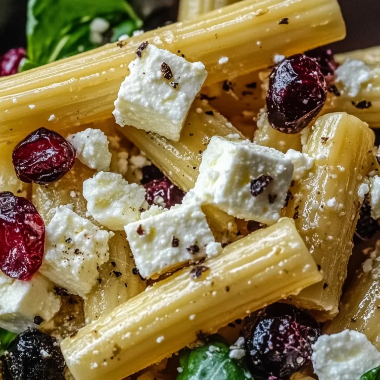 Feta & Cranberry Rigatoni Salad with Lemon Vinaigrette