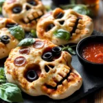 Cheesy Halloween Pizza Skulls