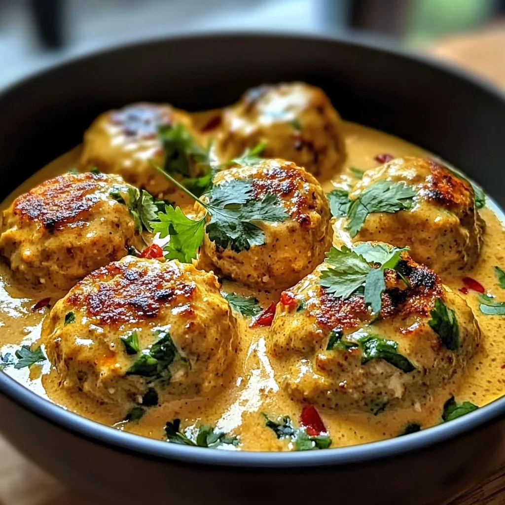 Chicken Meatballs in Coconut Curry Sauce