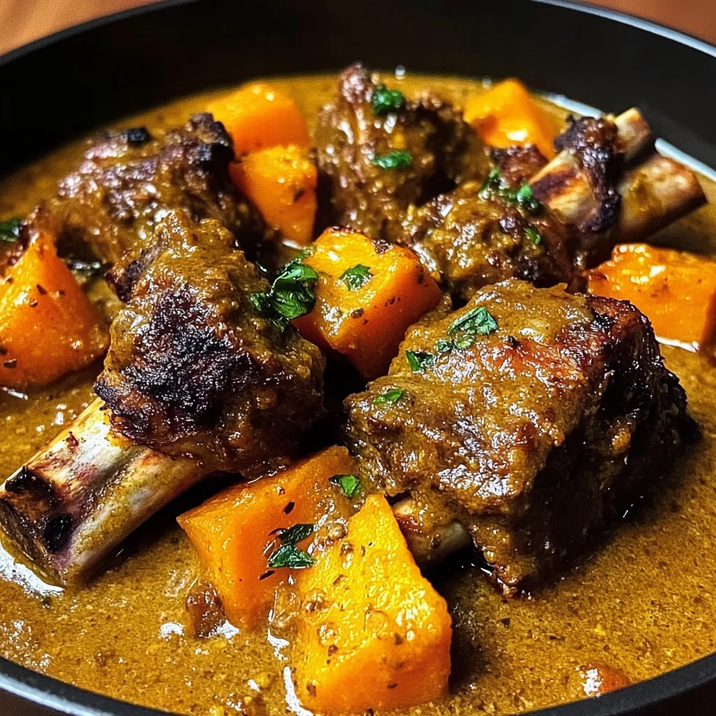 Coconut Cream Lamb Shanks with Sweet Potatoes & Coriander