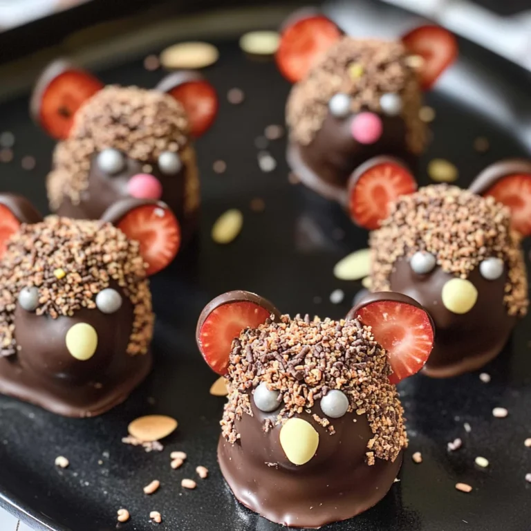 Halloween Dessert - Strawberry and Chocolate fudge mice