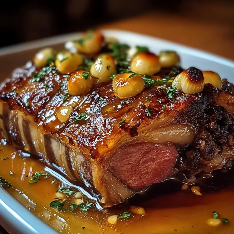 Slow-Roasted Lamb Shoulder with Garlic-Honey Mustard Glaze