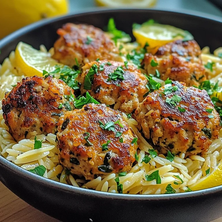 Greek Chicken Meatballs with Lemon Orzo