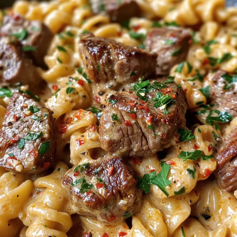 One-Pot Creamy Spicy Garlic Butter Steak & Pasta