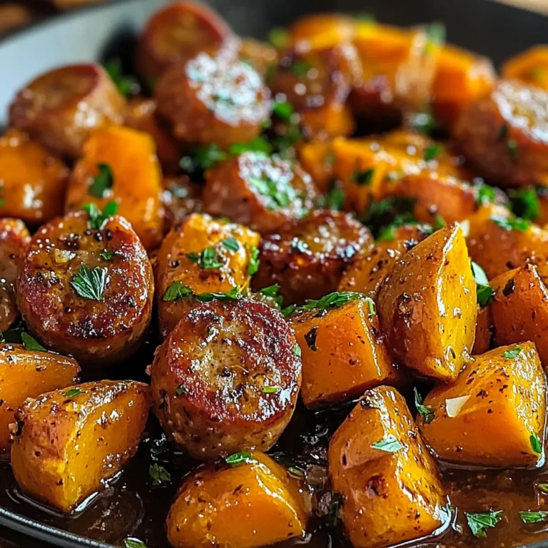 Sausage and Sweet Potatoes with Honey Garlic Sauce
