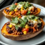 Stuffed Sweet Potatoes with Spiced Turkey and Black Beans