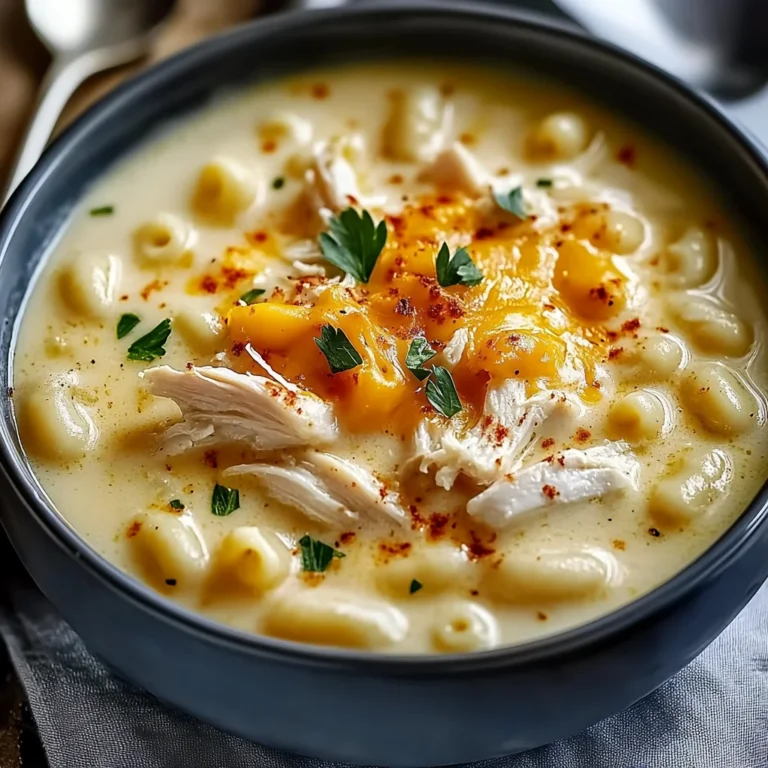 Creamy Chicken Macaroni Cheese Soup