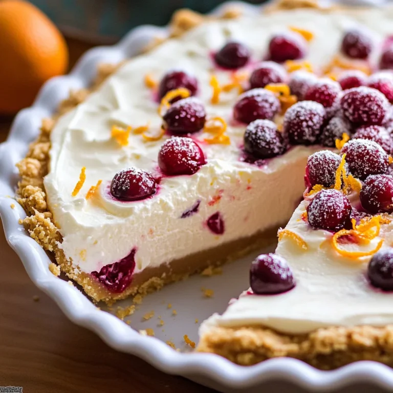 No Bake Cranberry Orange Cream Pie