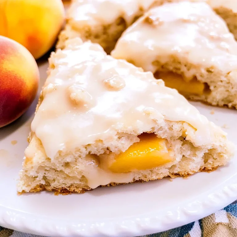 Peach Pie Scones with a Vanilla Glaze