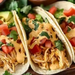 Slow Cooker Queso Chicken Tacos