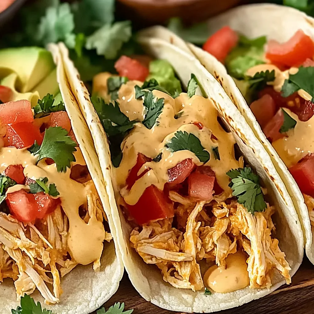 Slow Cooker Queso Chicken Tacos