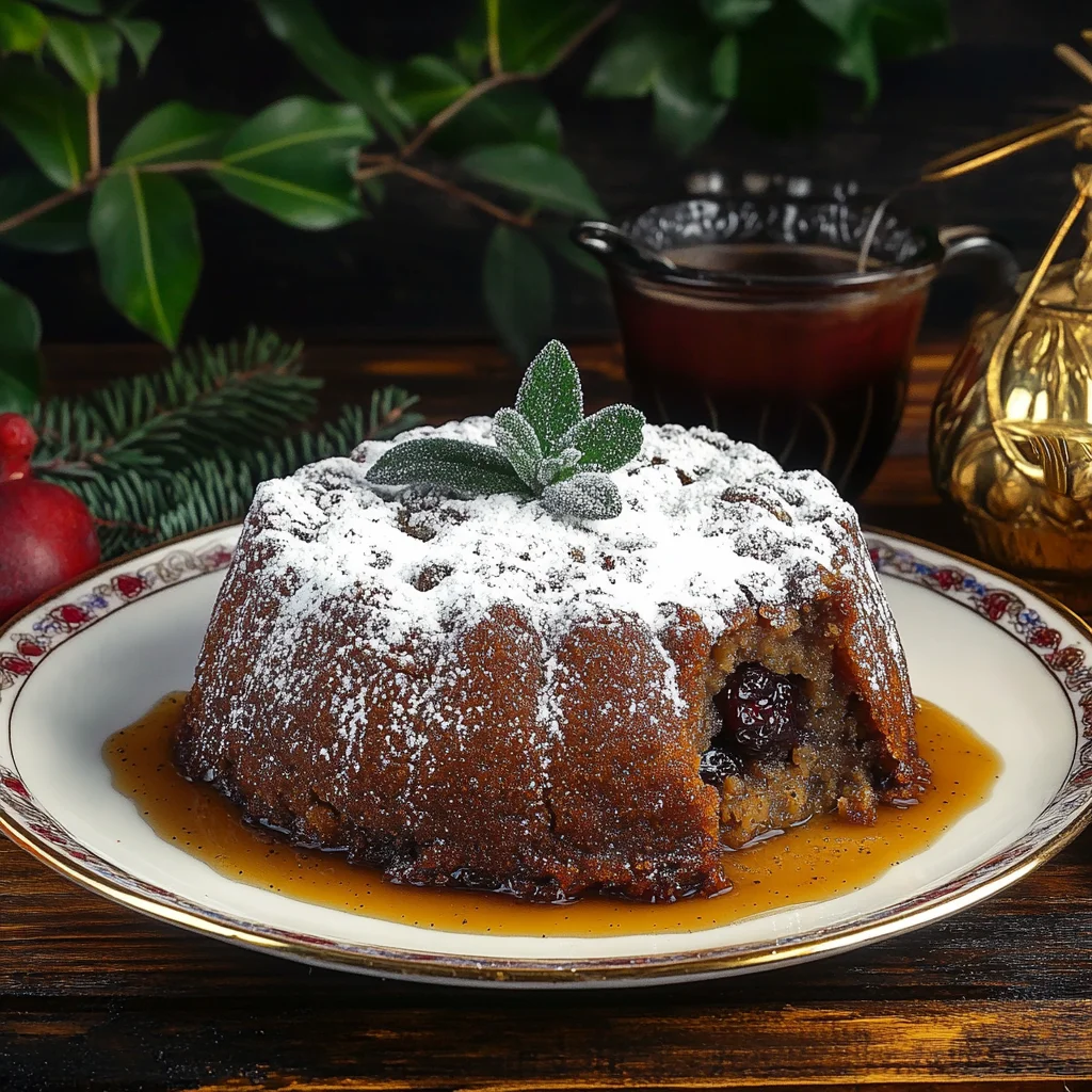 Traditional Plum Pudding with Brandy Butter Sauce